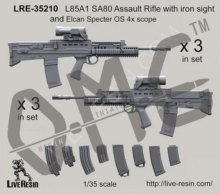 [Набор масштабных моделей] живая Смола LRE-35210 1/35 L85A2 SA80 штурмовая. Винтовка с железным прицелом и элкан Спектер OS 4x область