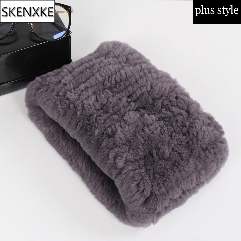 

New Plus Style Women Real Fur Scarf Good Elastic Knitted Rex Rabbit Fur Headband & Scarves Lady Winter Warm Natural Fur Muffle