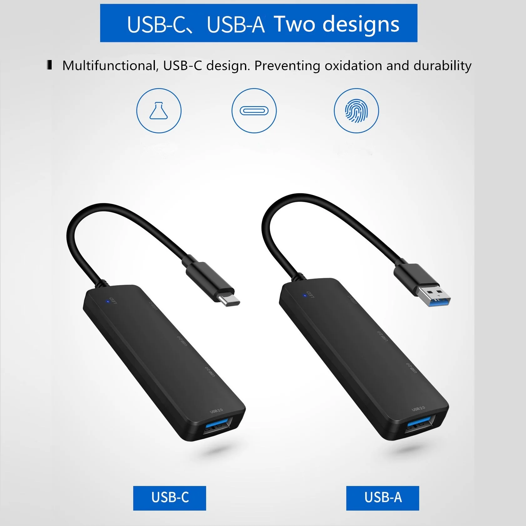 USB-A USB type c концентратор адаптер 4 порта конвертер с USB2.0* 3 Поддержка 5 В/2A зарядка 15 см usb кабель для WIN IOS Linux