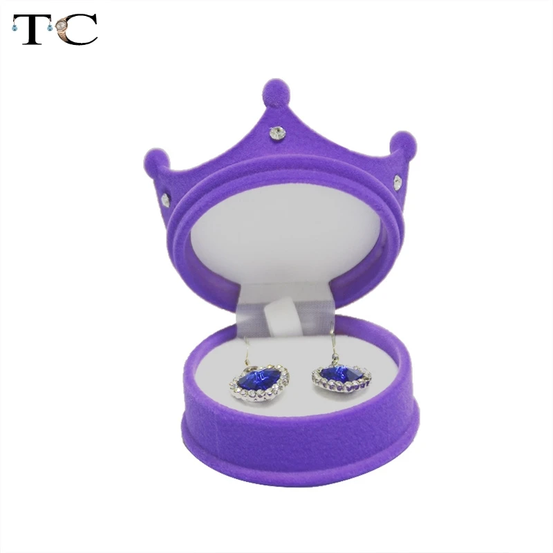 Модные свадебные кольца подарочной коробке принцессы 10 шт./лот Корона шкатулка в форме косметический Чехол Серьги подвеска хранения