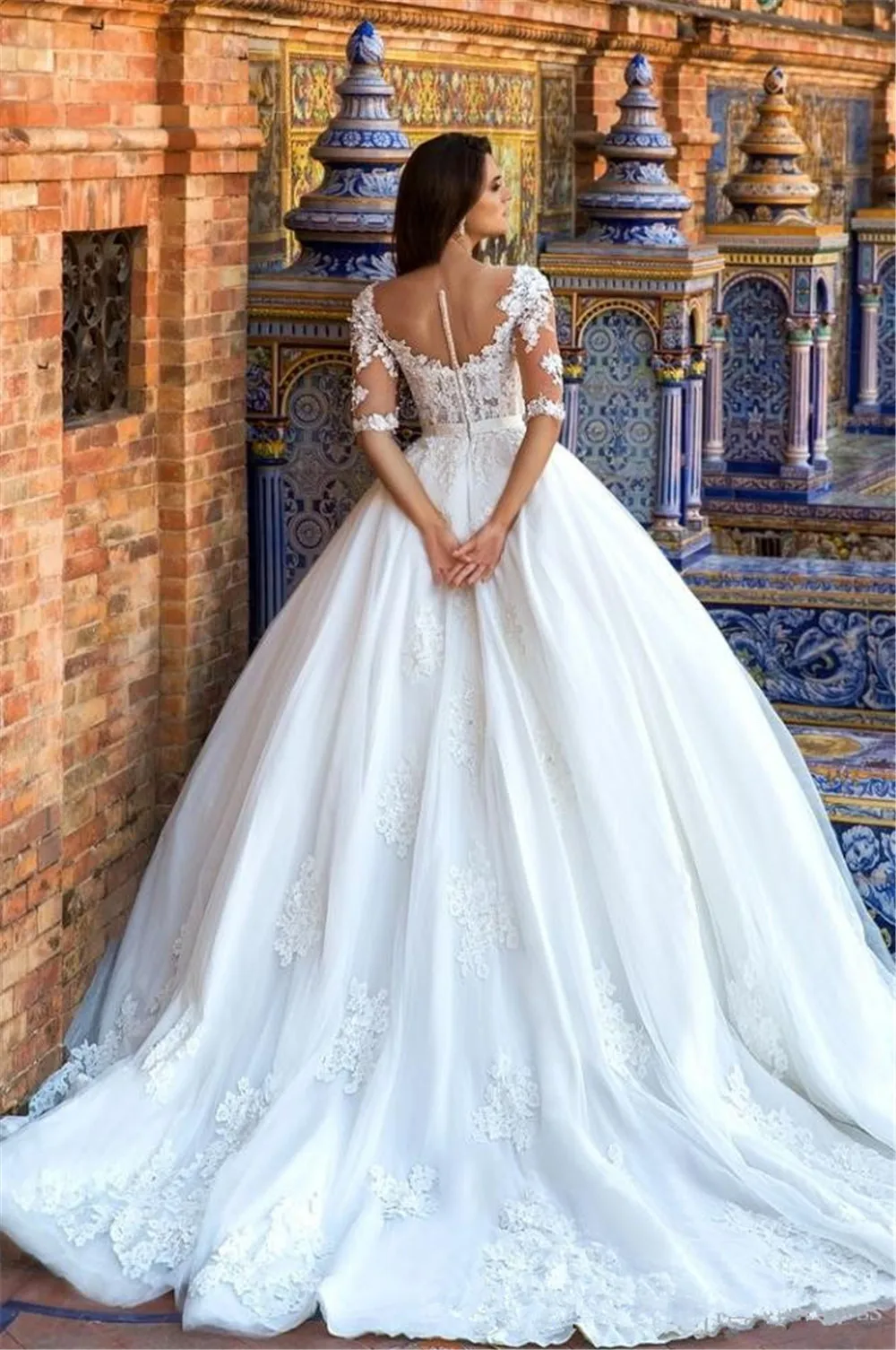 2-sleeves-wedding-dress-bridal-gowns-court-train-custom-vestidos-de-noiva
