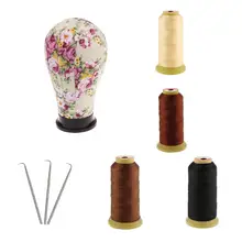 4 шт. швейная нить и 3 шт. крючком, спицами и модель манекен-голова парик для волос делая инструмент для волос