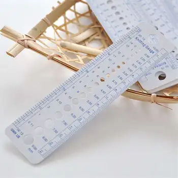 

16*4cm White Blue PVC Knitting Needle Gauge Standard Measure Sizer Tools Inch MM Sewing Ruler US Canada Sizes (9mm-2mm) 1PC
