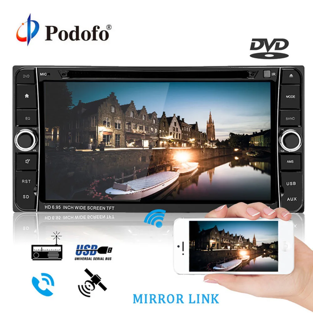 

Podofo 7" Android 2 Din Multimedia player DVD Stereo Car Radio Audio GPS Navigation 2DIN For Toyota Corolla Automagnitol Player