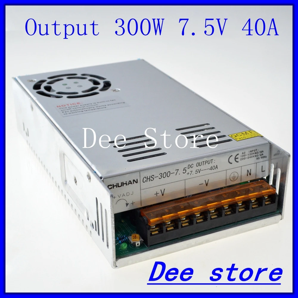 

Led driver 300W 7.5V 40A Single Output ac 110v 220v to dc 7.5v Switching power supply unit for LED Strip light