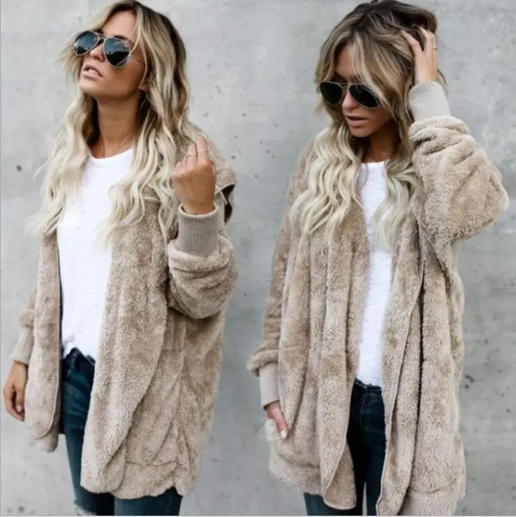 

Autumn winter warm women coat jacket casual loose sleeve outerwear female loose cardigan overcoat plus size