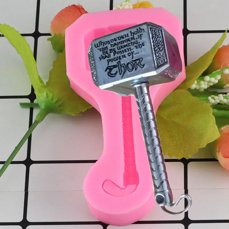 

3D Thor Hammer Design Fondant Silicone Cake Molds Tools Soap Chocolate Mould Bakeware Tools