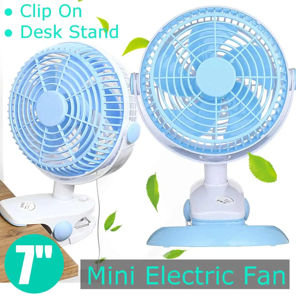 20W Portable Clip On Fan Quiet Table Fan 2 Gear Rocker Switch Mini Desk 