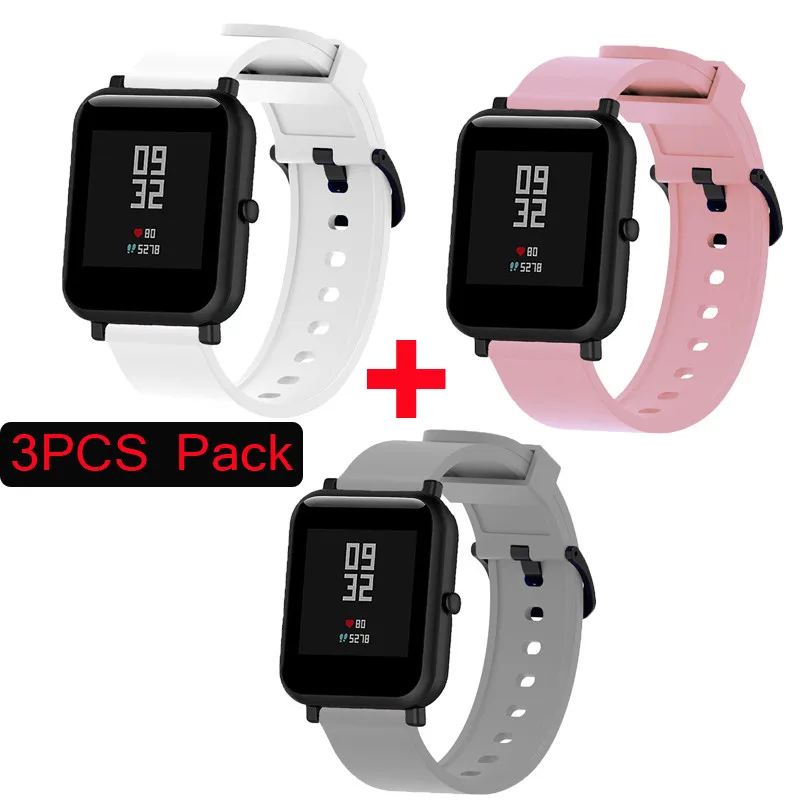 3 шт. для Xiaomi huami amazfit bit bip ремешок мягкий силиконовый Смарт часы аксессуары galaxy watch