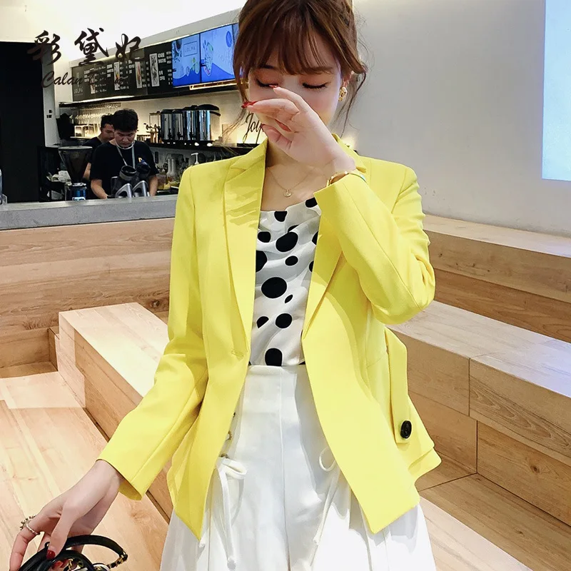 

Women's suit jacket 2019 new Korean version of the self-cultivation business solid color Slim casual ruffled suit jacket
