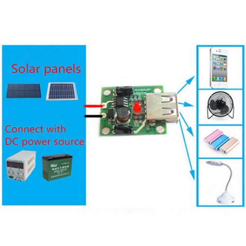 С источником питания от постоянного тока, 6 V-20 V 18V 5V 2A макс USB Зарядное устройство регулятор для Панели солнечные складной мешок/Сотовый Панель/зарядки телефона Питание модуль