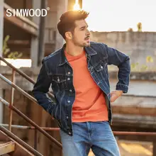 Повседневная мужская куртка SIMWOOD, короткий приталенный жакет из денима, верхняя одежда батальных размеров,, демисезонный джинсовый пиджак, 190034