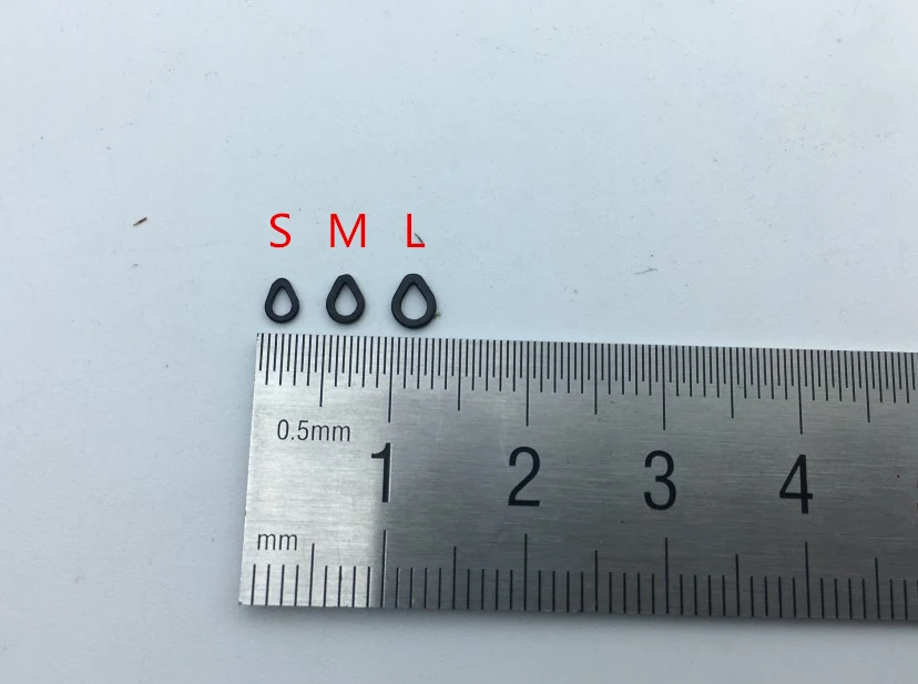 Rompin 100 шт./лот, размеры s, m, l, плоская Рыболовная Снасть для ловли карпа, свисающее кольцо, жемчужные кольца в форме груши, наконечники для ловли карпа, матовый черный цвет
