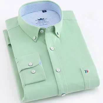 

High Quality Man Shirts Cotton Long Sleeve Solid Color Luxury Men's Vocational Shirt Green White Male Clothes Camisas De Hombre