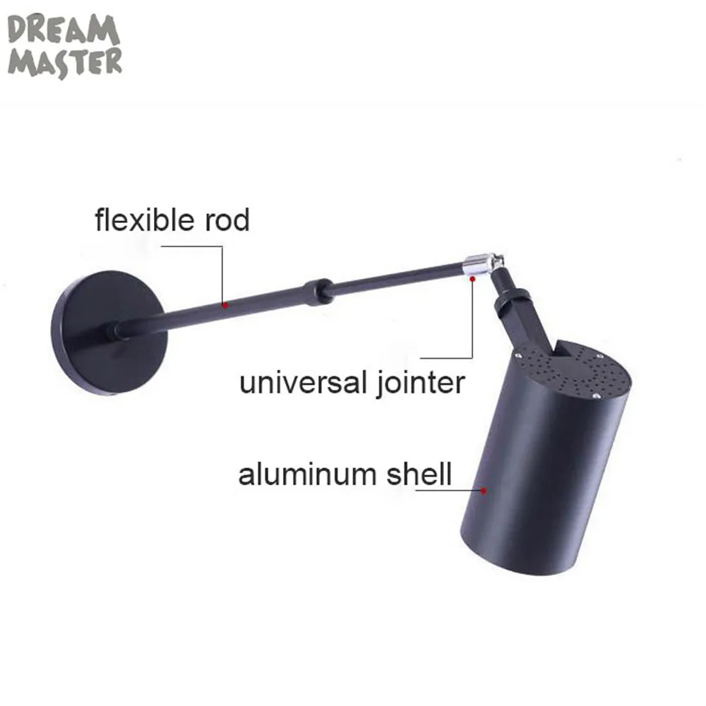 Kaufen Industrielle kunst Wand strahler lange pol led wand lichter für galerie museum bild beleuchtung flexible arm ausstellung foto lampe