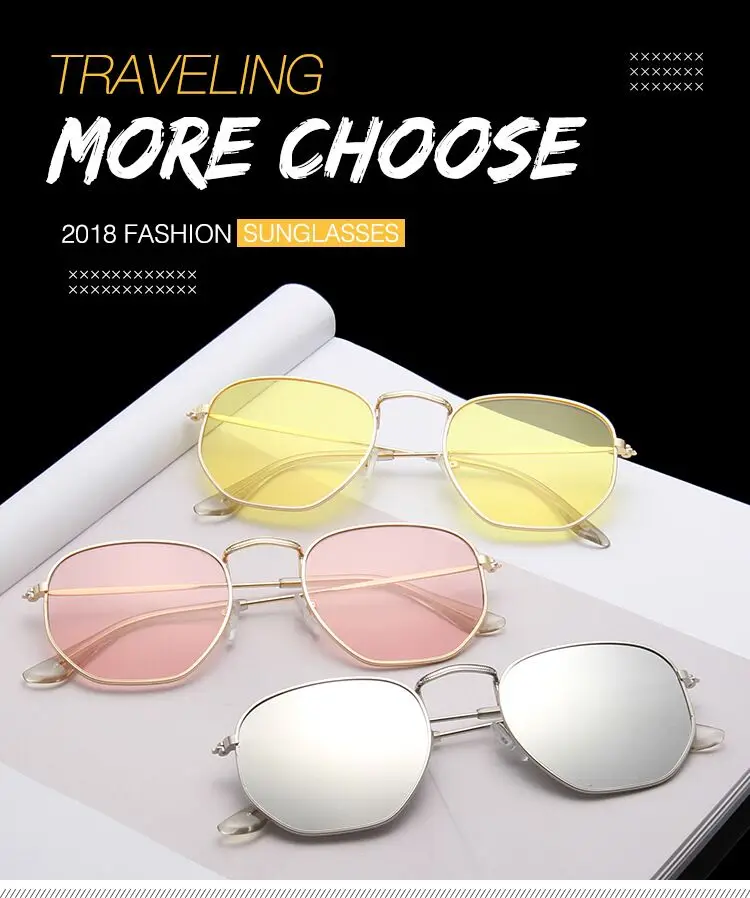 Шестигранные черные солнцезащитные очки для женщин, фирменный дизайн, маленькие квадратные солнцезащитные очки для мужчин, металлическая оправа для вождения, рыбалки, солнцезащитные очки для женщин