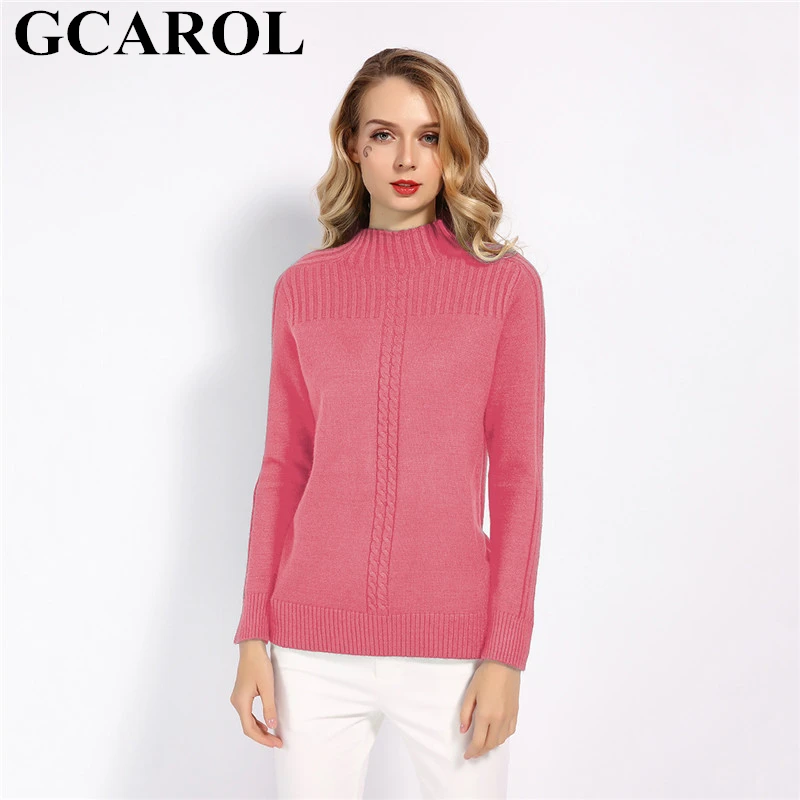 Cena GCAROL 2019 jesień zima stojak kołnierz skręt sweter Stretch koreańskie słodycze sweter High Street podstawowe sprawiają, że dzianinowy sweter S XL