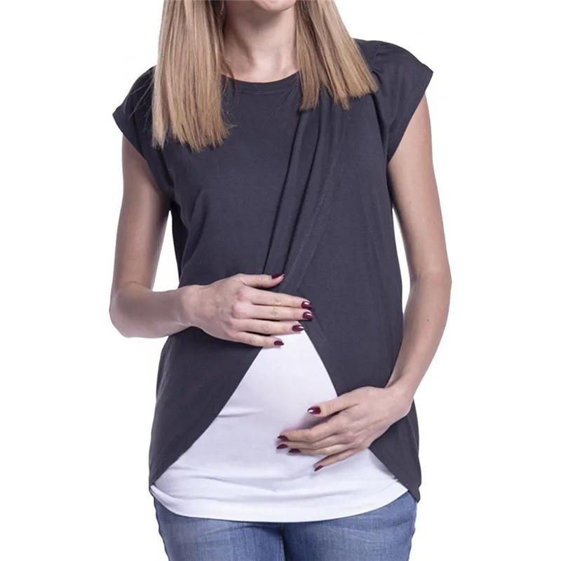Женская блузка для беременных конверт для младенца Топ кепки рукава двойной слои блузка демисезонный newet стиль Лидер продаж модная