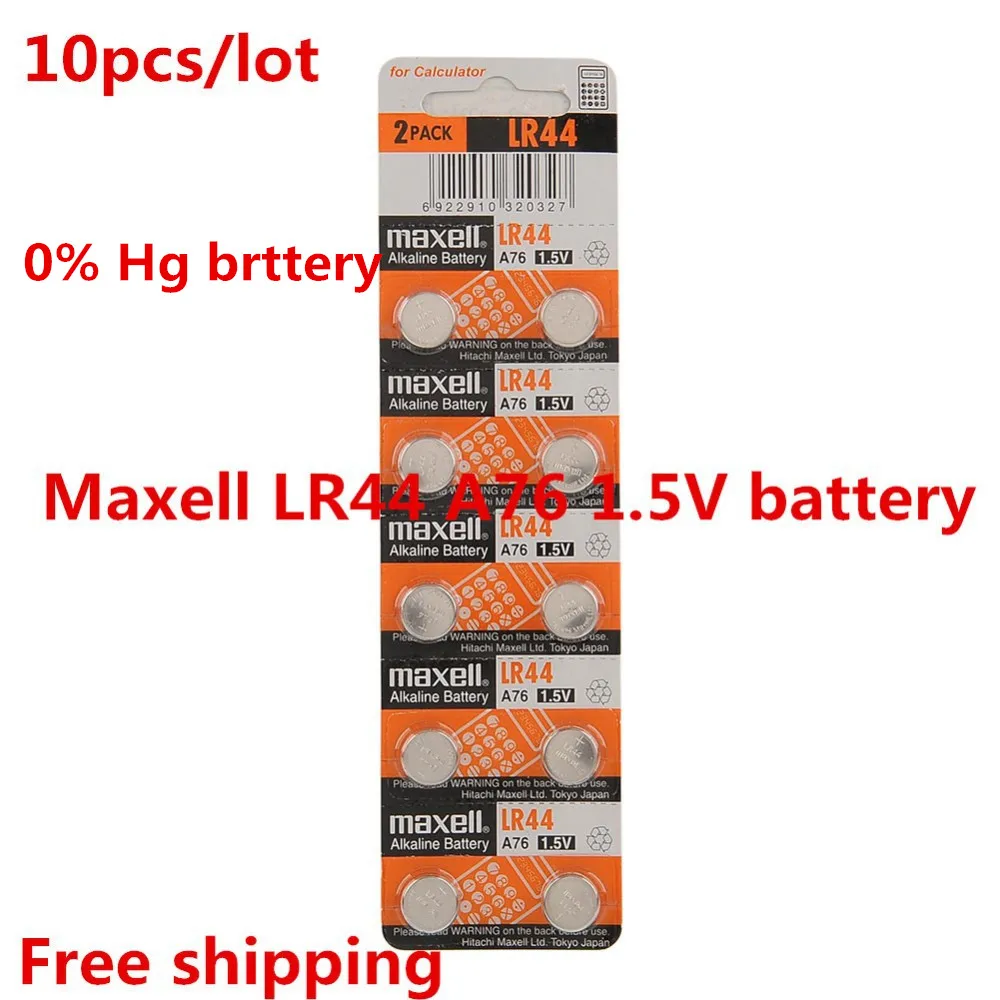 10 шт./лот Maxell LR44 A76 AG13 SR1154 357 LR 44 1.5 В для смотреть Батареи монеты кнопку 100% Original