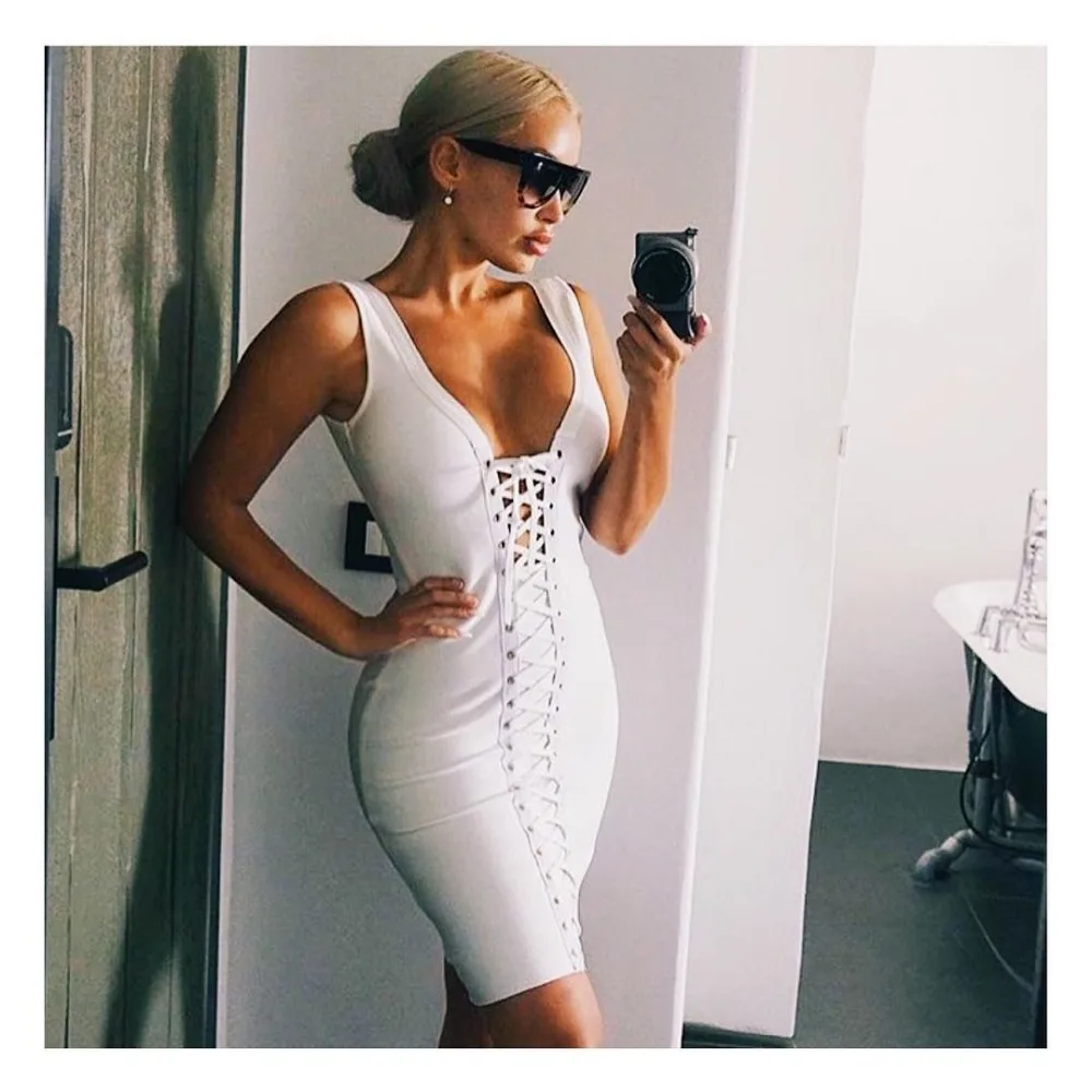Gosexy 2017 новое женское белое без рукавов открытое Бандажное платье Летнее|dress