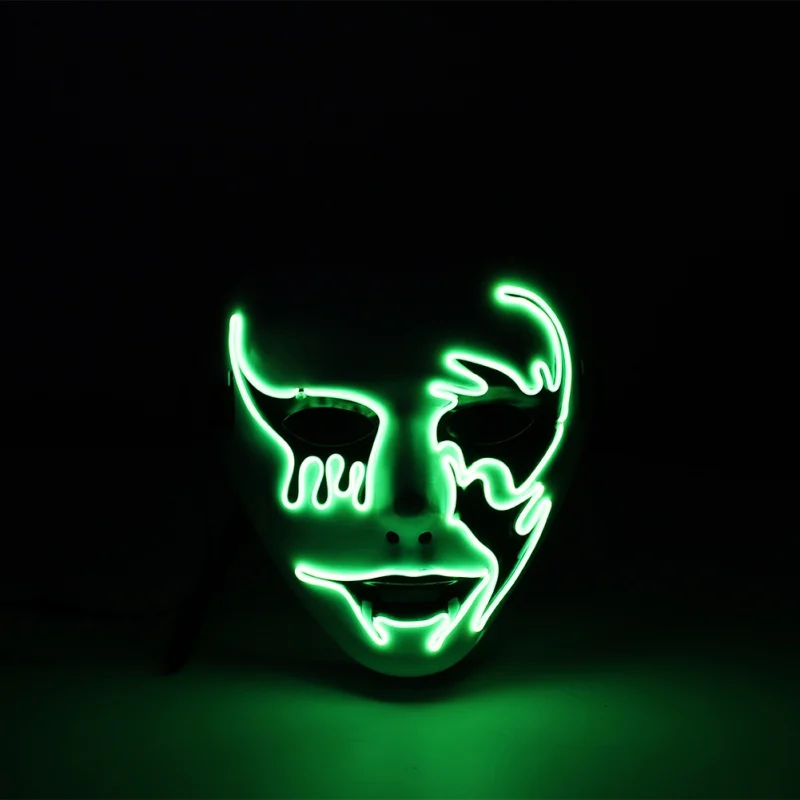 Светодиодные Вечерние Маски на Хэллоуин, маскарадные маски, неоновые маски, светильник светится в темноте, косплей, Вечерние Маски для клуба, бара, DJ, светящиеся маски на все лицо