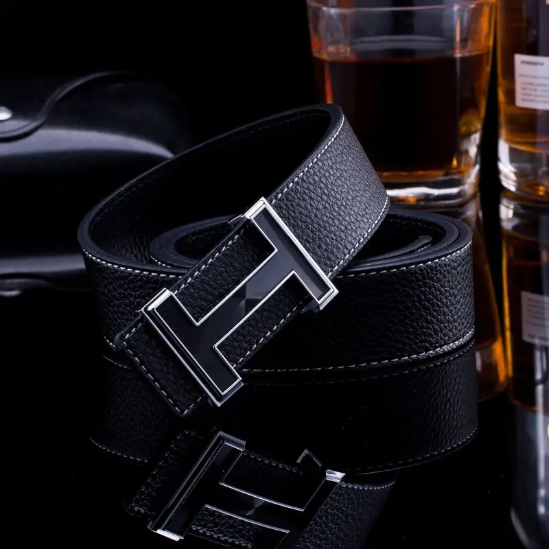 

Men Belt 2018 Cowhide Genuine Leather Belts for Men Fashion Smooth Buckle Belts with Letter H Women Belts Cinturones Hombre