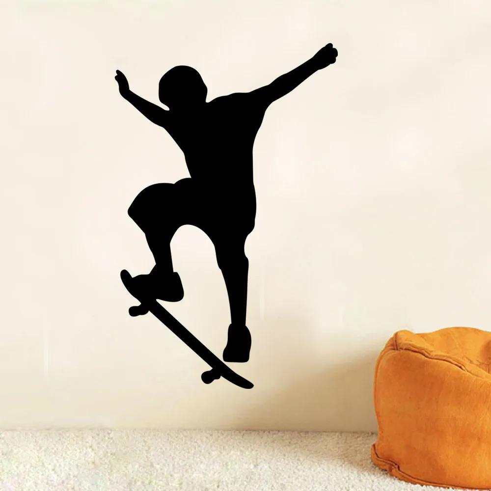 Летающий в небо виниловая наклейка на стену s Скейтборд Звезда для гостиной украшения для мальчиков Наклейка Спальня домашние фрески K478