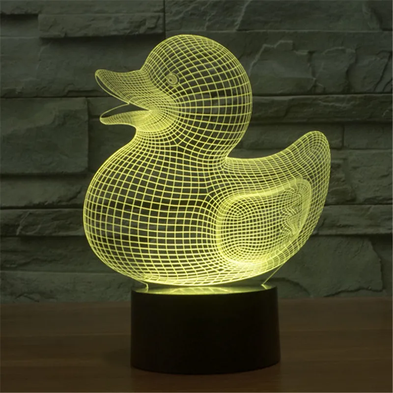 AUCD красочный 3D креативный акриловый визуальный свет светодиодный лампа маленький желтый бак спальня настольные украшения лампы ночной свет подарки-103
