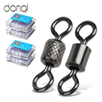 

DONQL Embossing Fishing Connector 50/100pcs Barrel Rolling Swivel 1#-12# Bearing Solid Rings For Fishhook Fishing Accessories