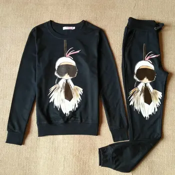 

NiceMix 2019 new autumn winter suits for women cute cartoon suit brad tracksuit set sweatshir+pants long sleeve pullovers o-neck