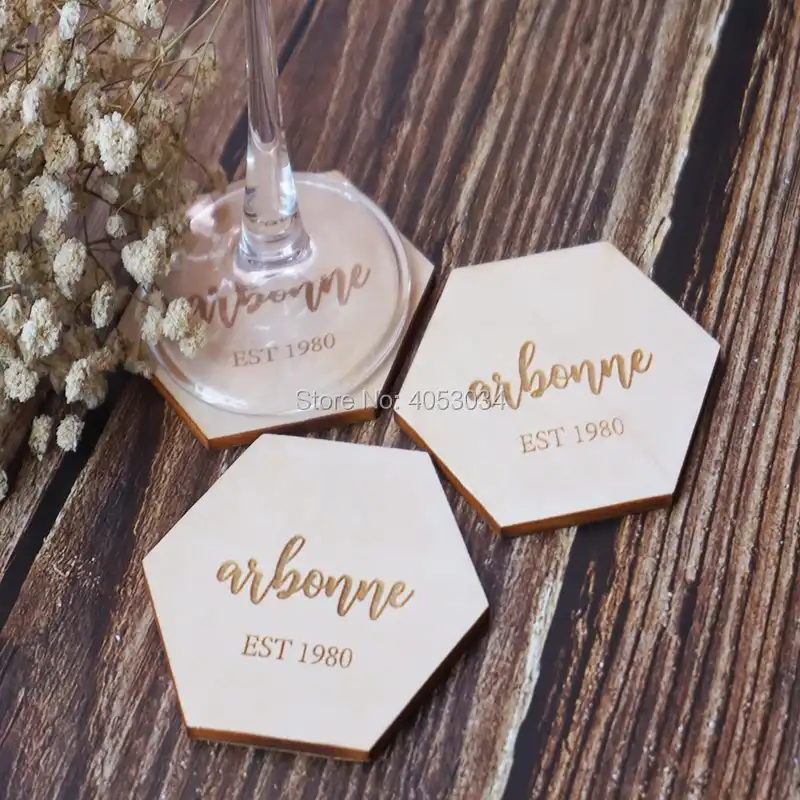 Personalized Hexagon Coasters Personalized Gift Wedding Favors