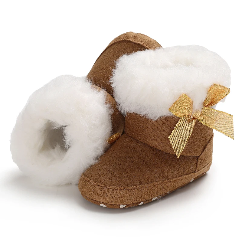 Зимние сапоги для новорожденных мальчиков и девочек, зимняя теплая меховая детская кроватка, туфли, ползунки