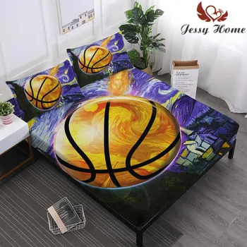 

Hot Sale Basketable Mattress Cover The Starry Night 110gsm Digital Printing Fitted Sheet with Two Pillowcases