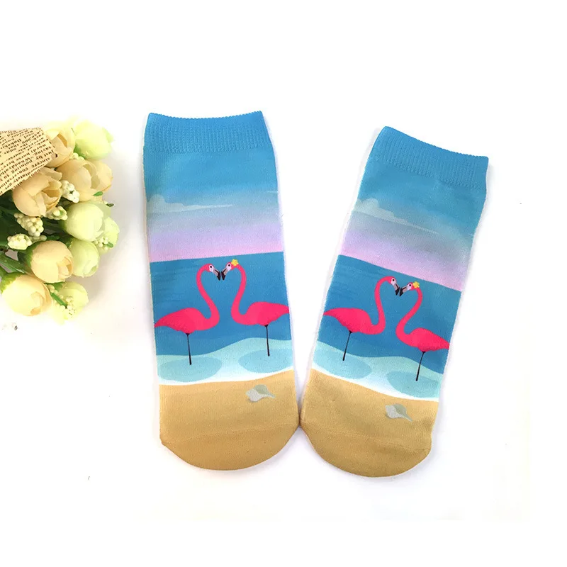 Повседневные носки с объемным принтом женские прочные носки с изображением фламинго милые короткие носки повседневные носки с мультипликационным принтом для подростков 1 пара = 2 шт. ms21 - Color: ms219