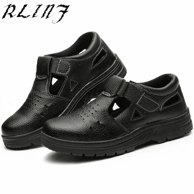

RLINF Leather Perforated Breathable Summer Anti-mite Anti-piercing Anti-static Multi-function Work Safety Shoes