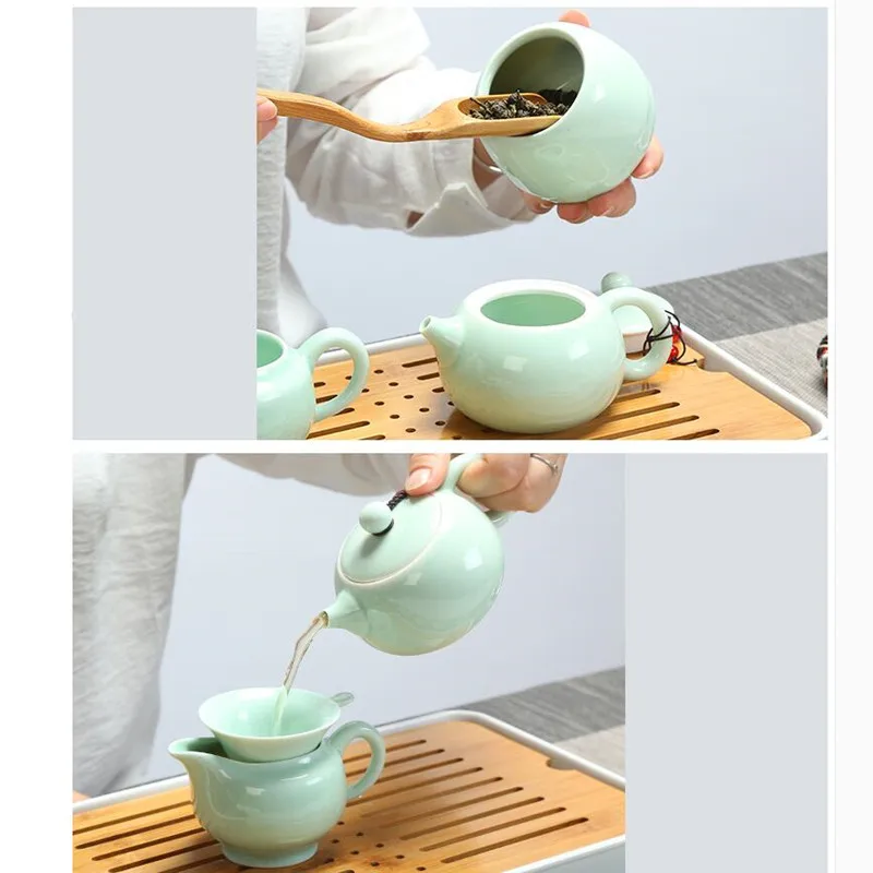 9PCS/lot travel ceramic tea set Simple household tea set accessories Tea cup capacity about 50ml WSHYUFEI