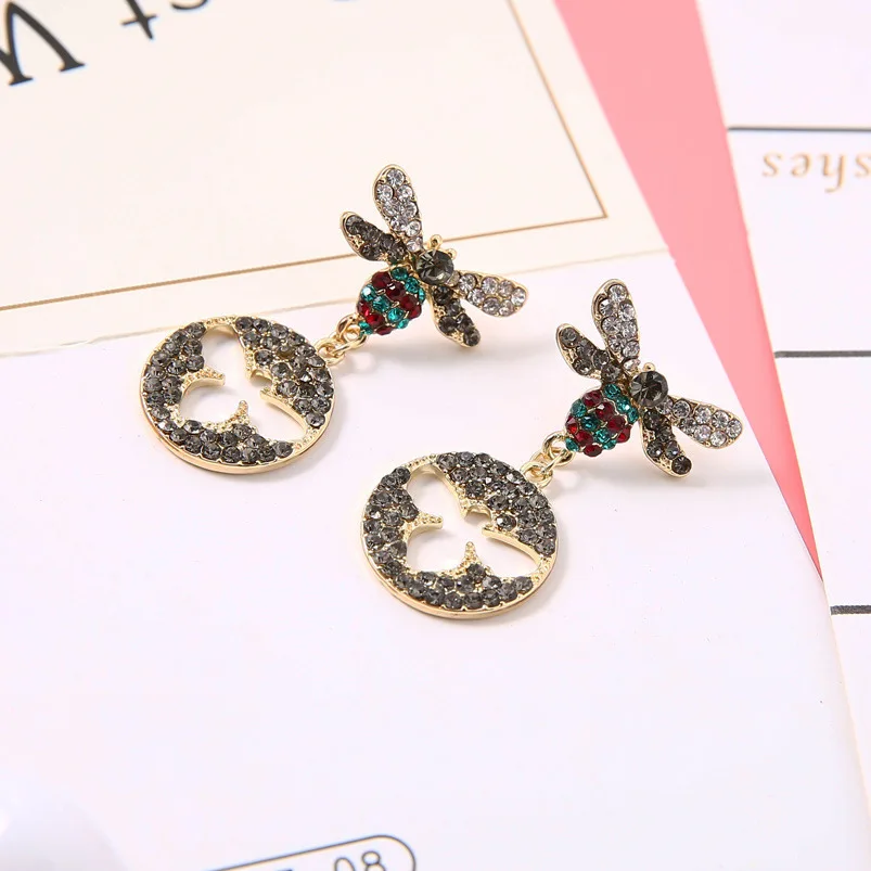 

Yobest European and American retro full zircon bee earrings for women Personalized color long earring fashion jewelry