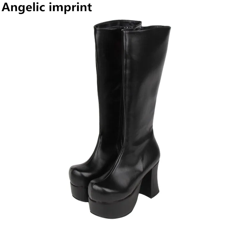 

Angelic imprint mori girl Women motorcycle punk boots lady high heels lolita shoes woman princess dress party pumps 9.5cm 33-47