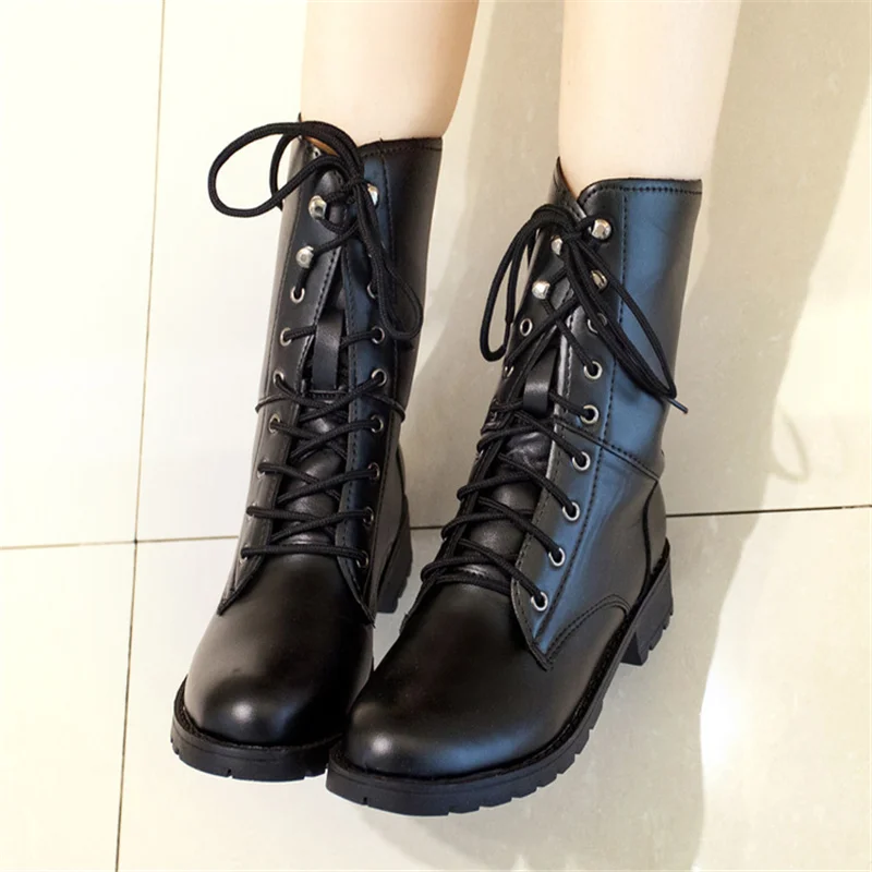 

2019 New Arrival Combat Military Boots Women's Motorcycle Gothic Punk Combat lovers Boots Female Shoes Size 35-42