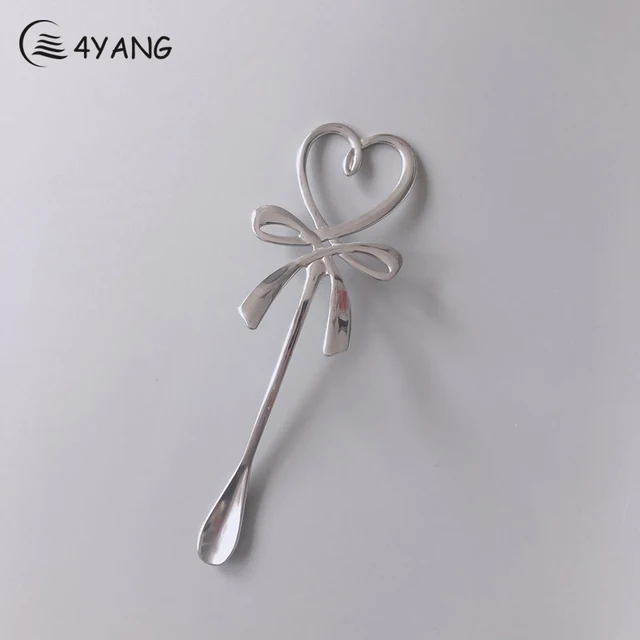 Best Price 4YANG 1pc Bow-knot Design Coffee Scoop Stainless Steel Ice Cream Dessert Tea Spoon Delicate Tea Sugar Soup Stirring Spoon