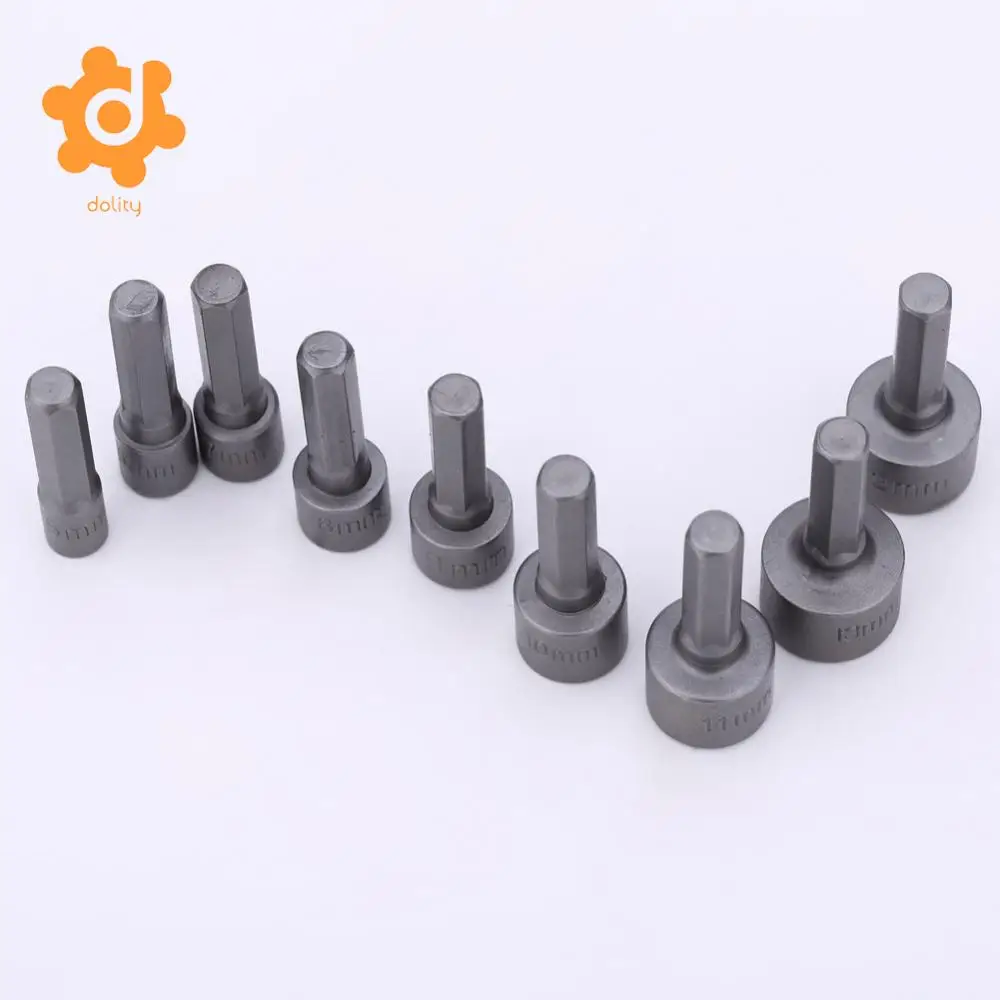 9 Piece Hex Socket Set Metric, 5mm-13mm, Chrome-vanadium Bit, 1/4 Drive