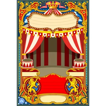 

Circus Theme Photography Background Red and White Striped Tent And Stage For Animal Performance Backdrop For Kids Birthday Party