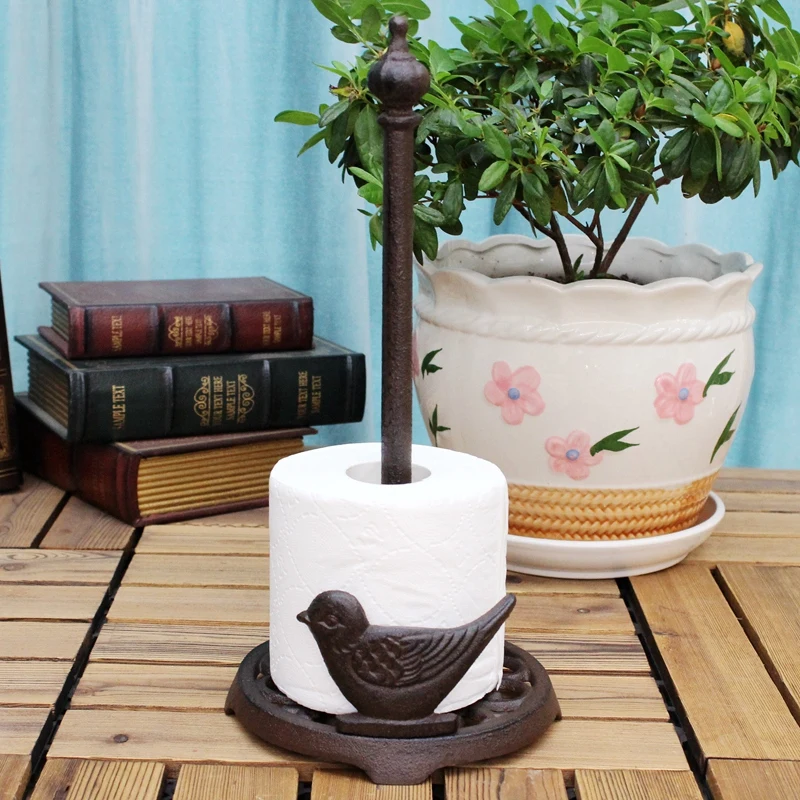 

European Vintage Bird Design Home Kitchen Decor Rustic Cast Iron Scroll Napkin Tissue Paper Holder