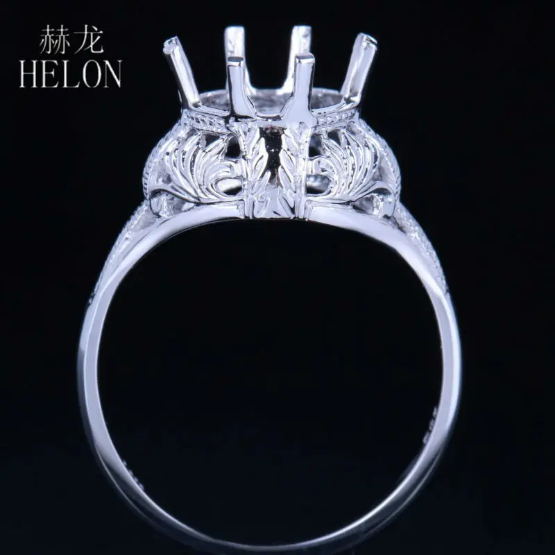

HELON ART DECO VINTAGE ANTIQUE SOLID 14K WHITE GOLD SEMI MOUNT SETTING 7.5-8MM ROUND SHAPE WOMEN'S JEWELRY FINE RING