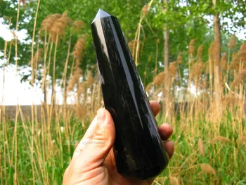 

271g 24 SIDED NATURAL OBSIDIAN ROCK QUARTZ CRYSTAL HEALING POINT SUPER
