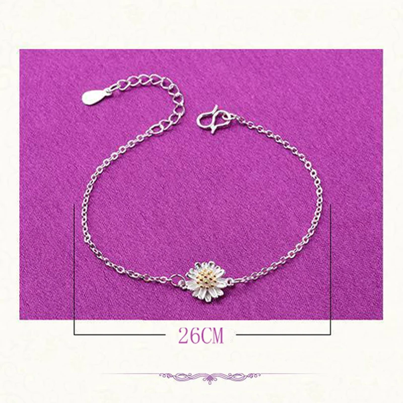 Qevila Jewelry Anklets Plated 925 Sterling Silver Elegant Daisy Flower Ankle Bracelets for Women Barefoot Sandals Summer Fashion (2)
