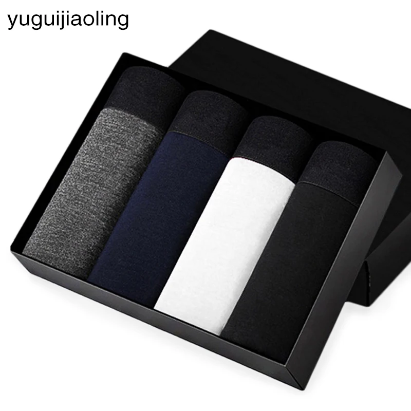 

2017 Shorts Mens 4Pcs\lot Underwear Soft Boxers Cotton Boxer Men Solid Boxer Shorts Plus Size Boxers Mens Underwear Lot Hot Sale