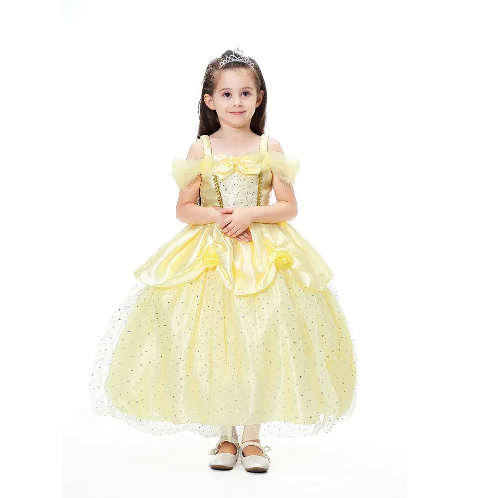 VASHE фантастические Красота и чудовище костюм принцессы для девочек на Хэллоуин карнавальный принцессы Белль Косплэй нарядное платье