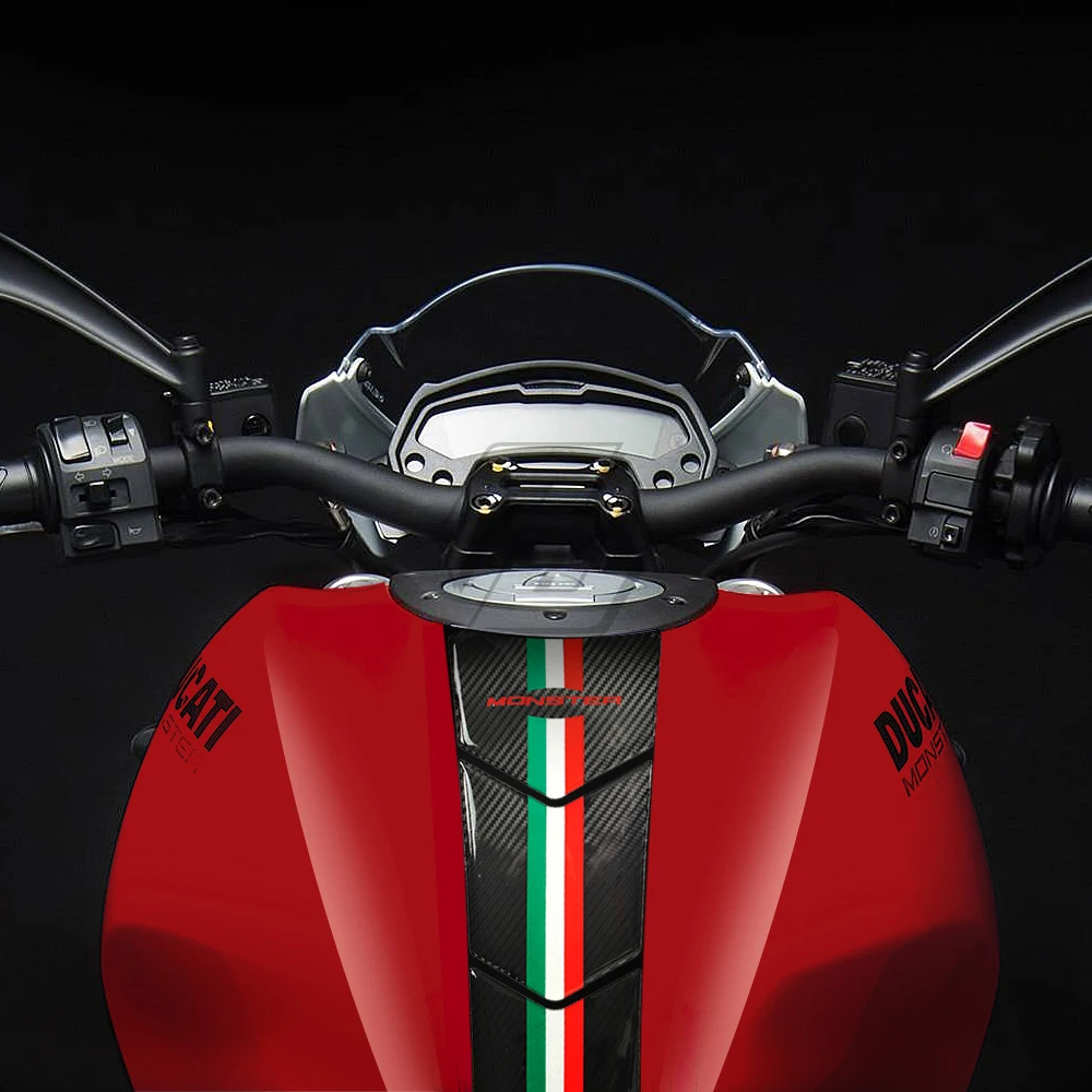 Olhar de Carbono da Motocicleta Case para Ducati Todo o Ano Resina Tanque Almofada Protetor Óleo Adesivo Monster 600 620 695 750 800 900 1000 3d 2 Decalques e adesivos