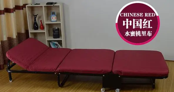 Простая складная кровать ланч-кровать легкий офисный деревянный для взрослых Доска кровать Открытый Портативный Ланч-кровать - Цвет: Red W65cm